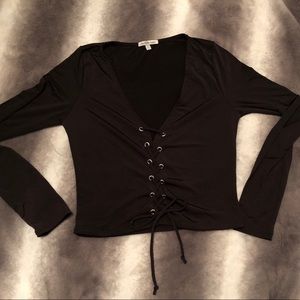 NWOT lace up crop top